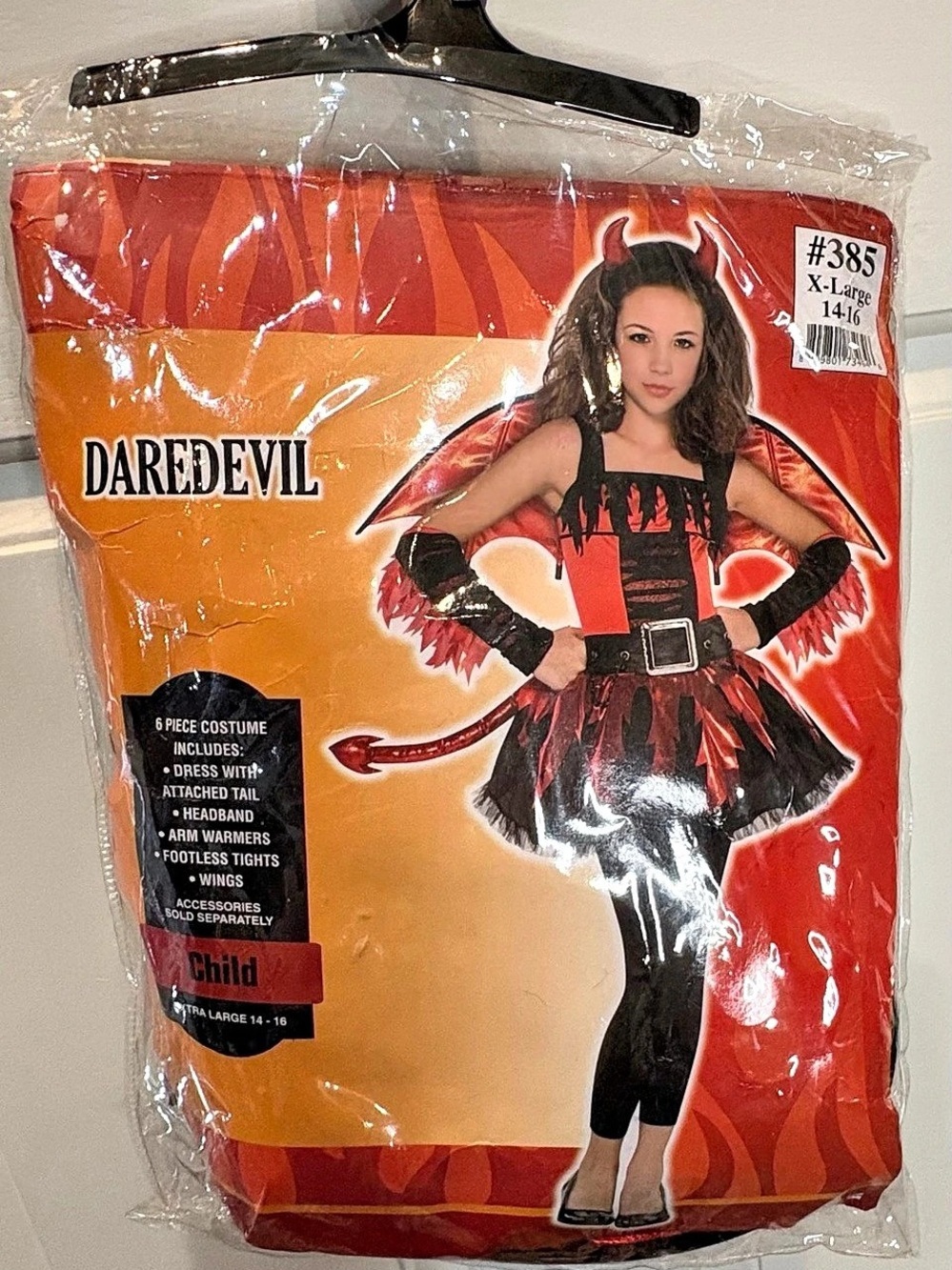 CostumesUSA Devil Girl Costume XL Red/Black Polyester 5-Piece Outfit (No Tights)